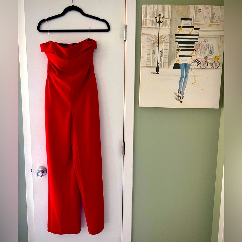 Strapless Jumpsuit, red, size small